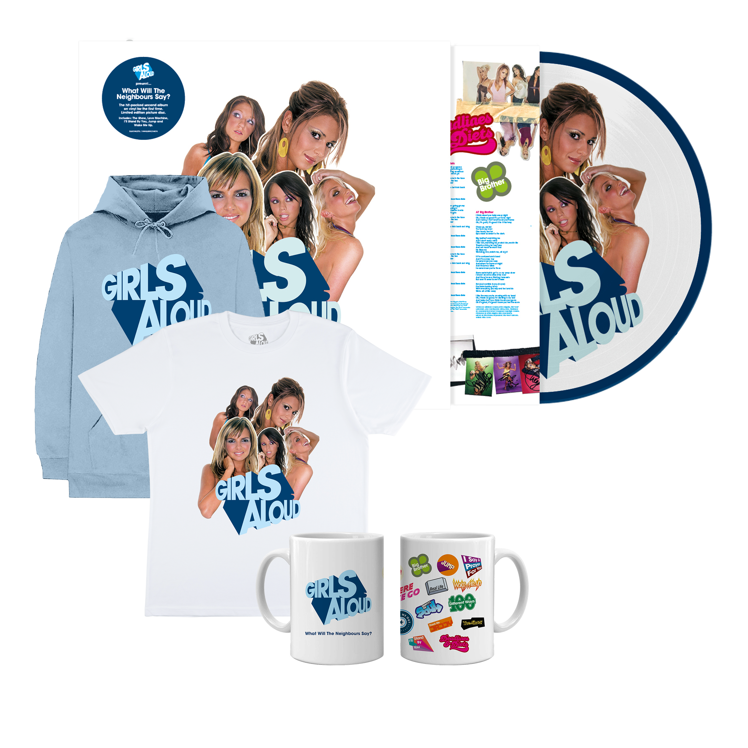 What Will The Neighbours Say? Picture Disc, Mug, Album Tee, Hoodie & Sticker Sheet Bundle